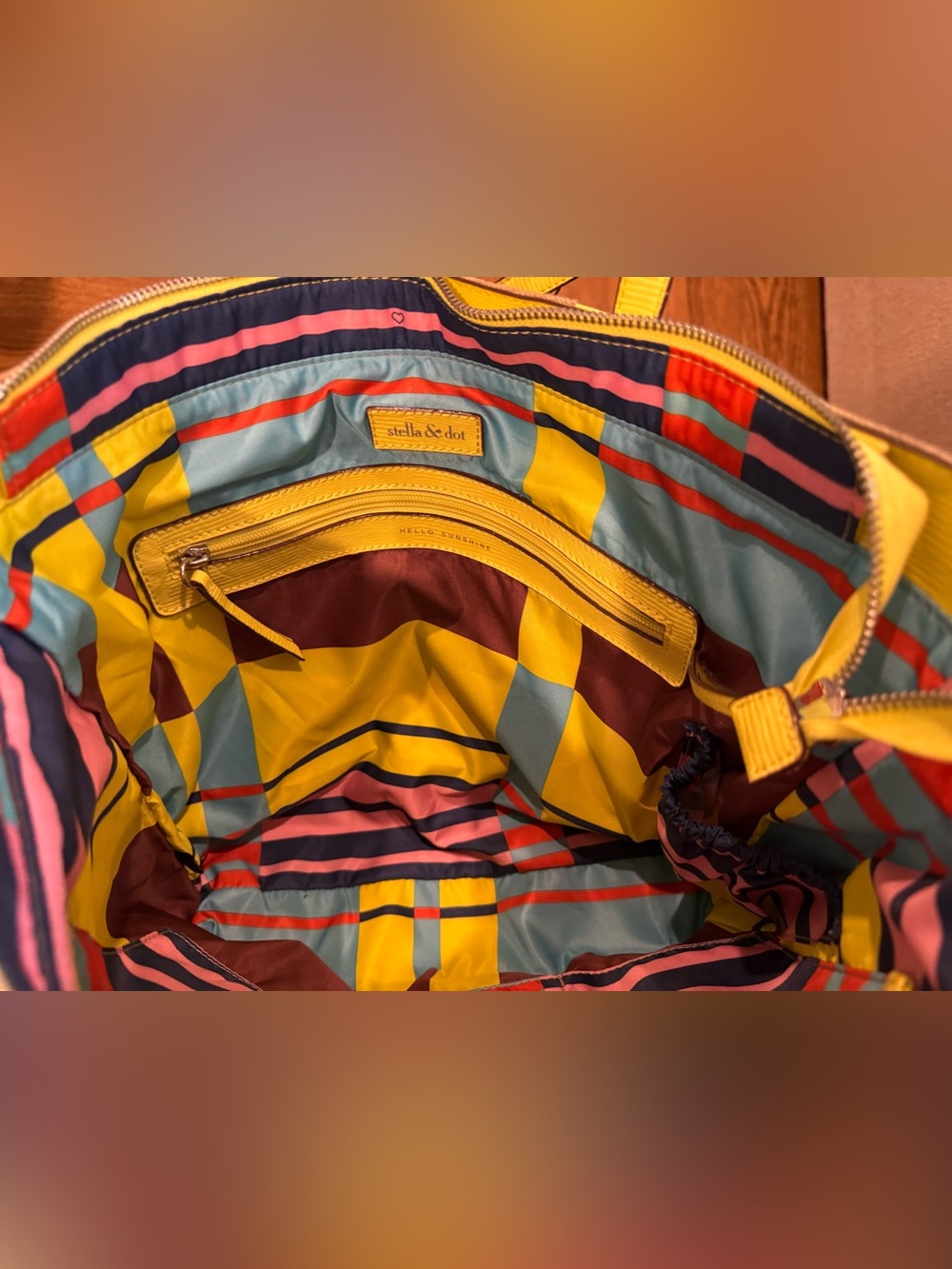 Canvas Tote Bag with Neon Yellow Trim - Picture 12 of 16